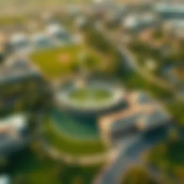 Expansive Facilities in Sports City Aerial view of Sports City showcasing its facilities and greenery