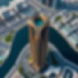 Aerial view of Tamani Tower showcasing its unique architectural design