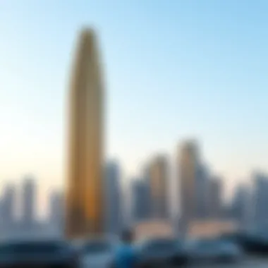 Gold Tower Against Dubai Skyline Stunning view of Gold Tower against the Dubai skyline