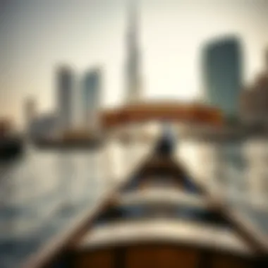 Scenic view of the traditional abra in Dubai