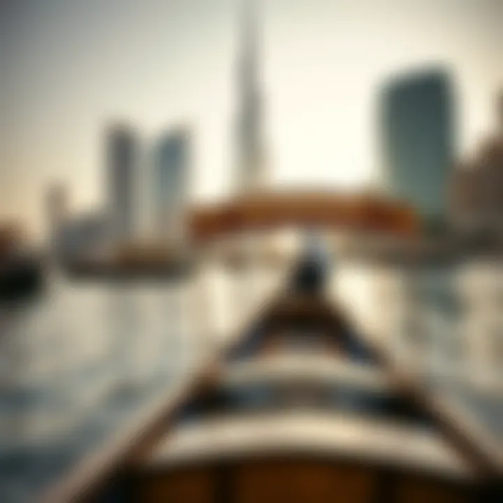 Scenic view of the traditional abra in Dubai